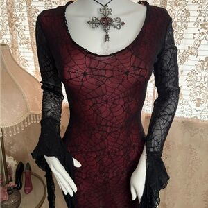 vintage raven mesh spiderweb overlay dress